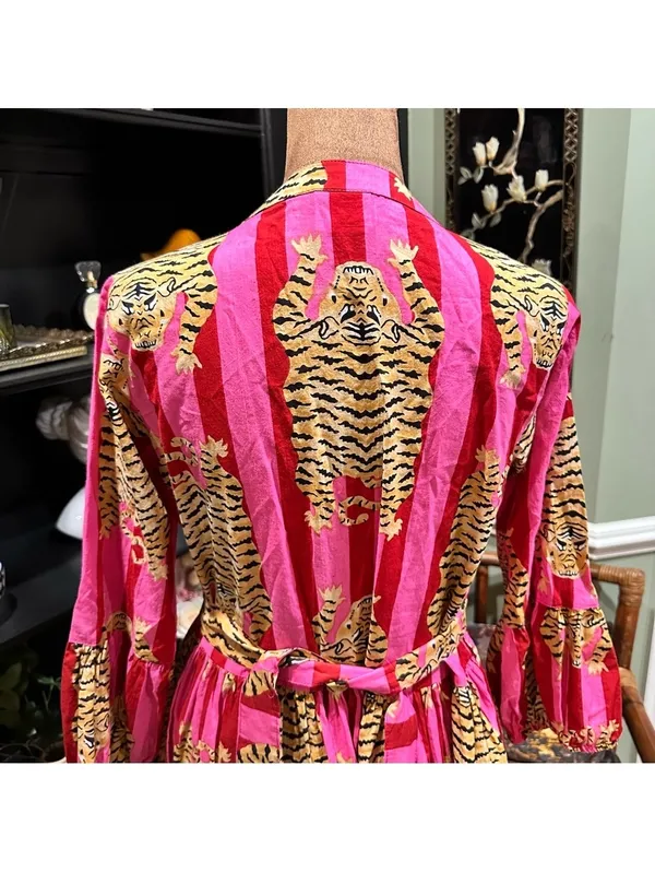 The Roots Pink Tiger Stripe Dress – Tagged XS, Fits Up to Small - Image 10