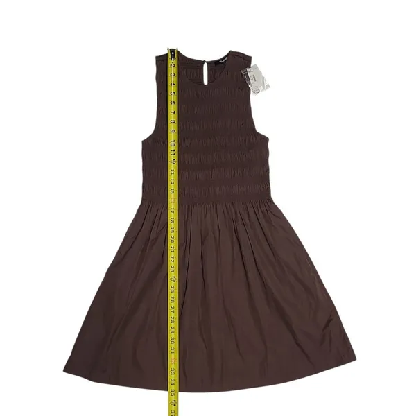 Madewell Brown The Melody Smocked Mini Dress Size XS NWT Cotton Poplin Summer - Image 7