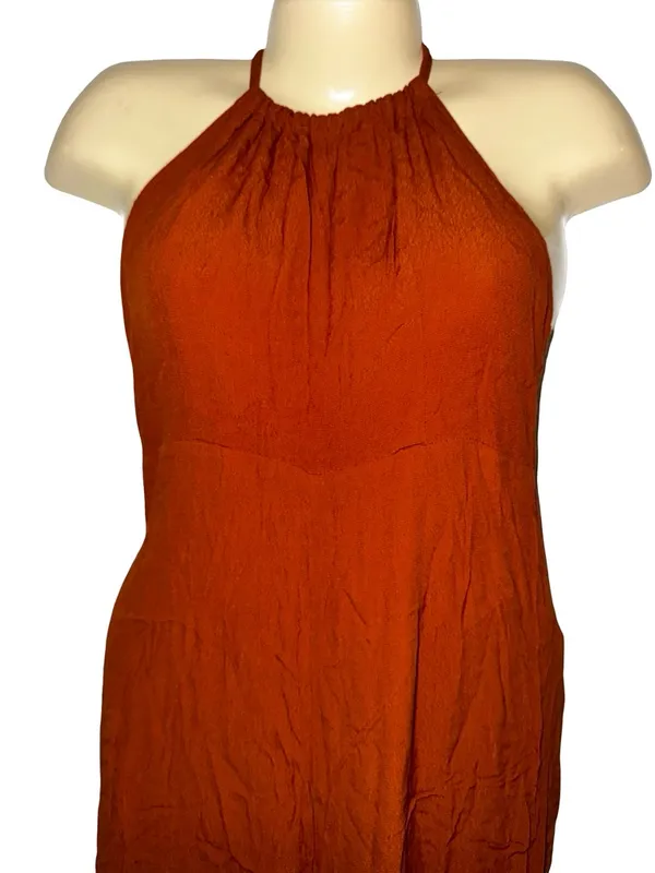 Forever 21 Halter Neck Wide-Leg Jumpsuit in Rust Orange - Image 2