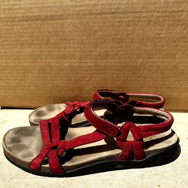 Teva Ventura Cork Sandals 6389 Strap Leather Flat Slip On Waterproof Red Size 10 - Image 3