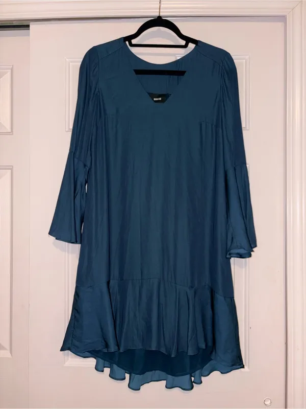 Anthropologie Maeve Galway Fluttered Bell Sleeve Dress Dark Turquoise Size XS - Image 3