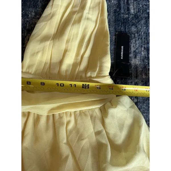 LULUS Divine Dalia Yellow Midi Dress Size Large Plunging V-Neck & Back Slit NEW - Image 6