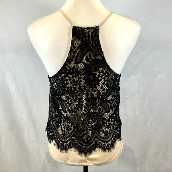 Bleuh ciel black lace overlay nude cami top size XS - Image 4