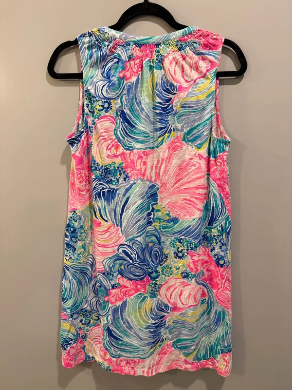 Lilly Pulitzer V-Neck Patterned Sleeveless Essie Dress Pink White Blue Multi - Image 2