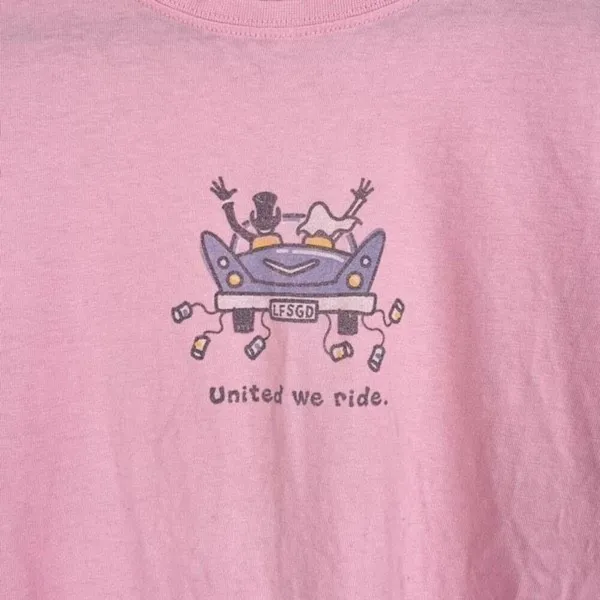 Life is Good Women's SS Wedding United We Ride Beide Groom T-Shirt Pink Medium‎ - Image 6