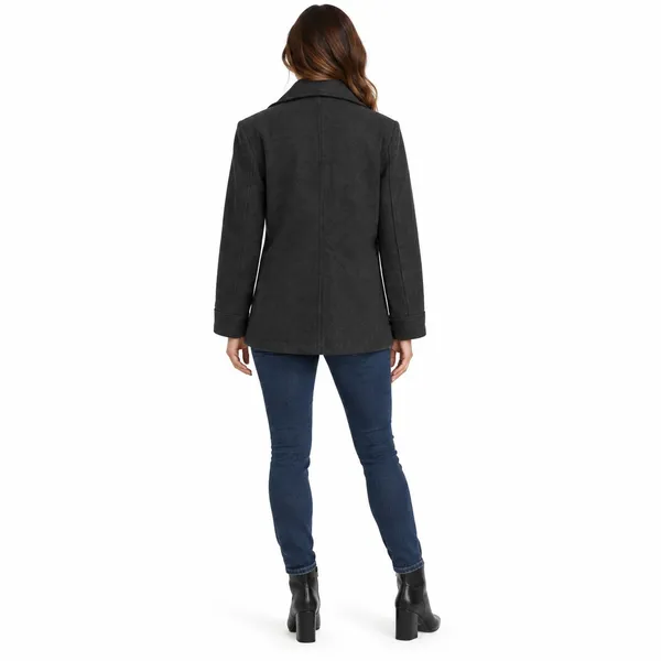 Merona Womens Peacoat Size Small Dark Gray Wool Blend Double Breasted Jacket - Image 2