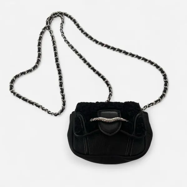aimee kestenberg fierce and fab shearling chain leather flab mini micro purse - Image 3