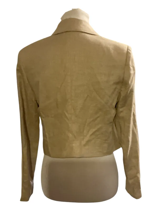 NWT Rachel Zoe Beige Cropped Linen-Blend Blazer Jacket Size Small Neutral Clean Girl - Image 2