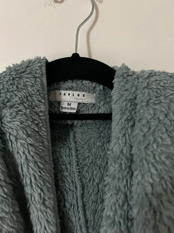Cropped Sherpa Jacket Blue Size M - Image 3