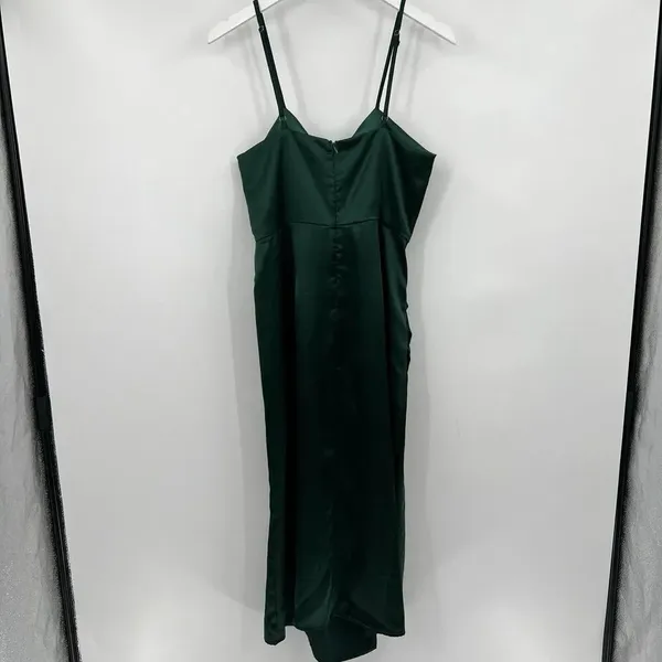 Lulus Down To Dance Emerald Green‎ Satin Gathered Tulip Midi Dress Size XL - Image 6