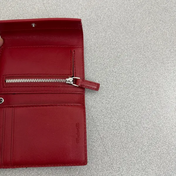 Madewell Wallet Womens OS Red Leather Wristlet Snap Closure Small Bifold Classic - Image 5