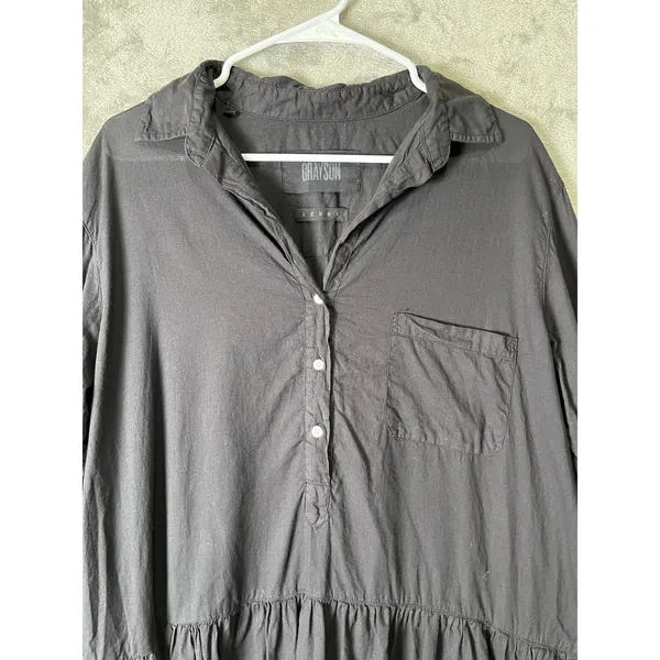 Grayson The Changemaker Black Cotton Shirt Dress (5) XL Minimalist‎ Lagenlook - Image 2