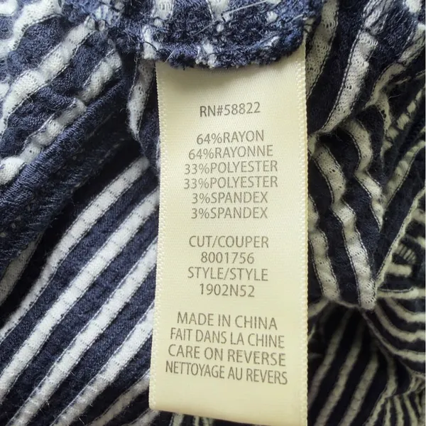 Max Studio Small Navy Jersey Smocked Waist Tiered Stripe‎ Dress Cottagecore - Image 10