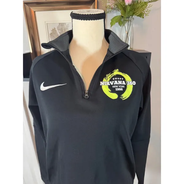 Nike Womens Dri-FIT 1/4 Zip Pullover Black Nirvana 360 Graphic Small - Image 9
