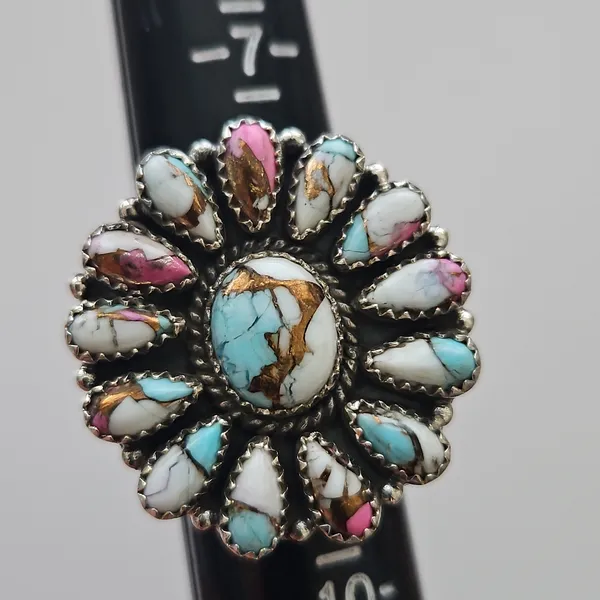 Cotton Candy Turquoise Flower Ring - Image 5