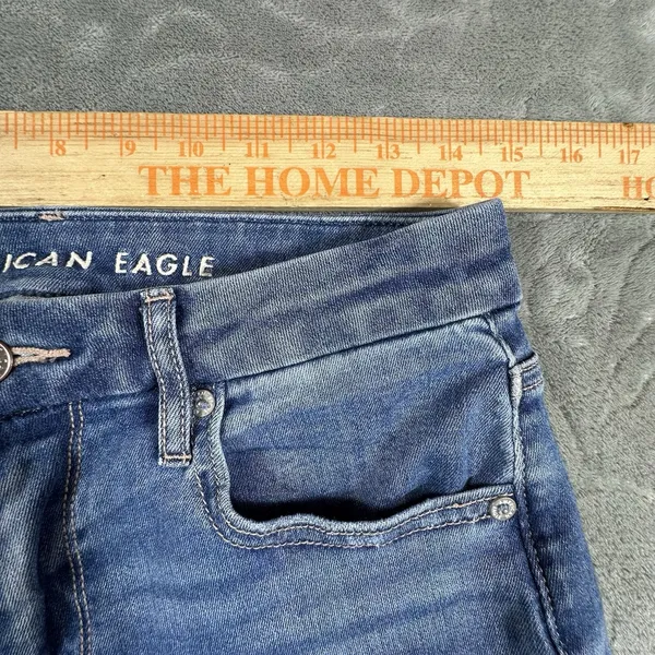 American Eagle Jeans Womens 6 Blue Curvy Super High Rise Flare Rips Festival - Image 6