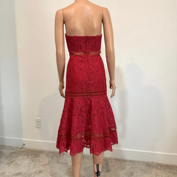 Keepsake XS Butterfly Lace strapless sheer lined midi dress D1 2690 - Image 9