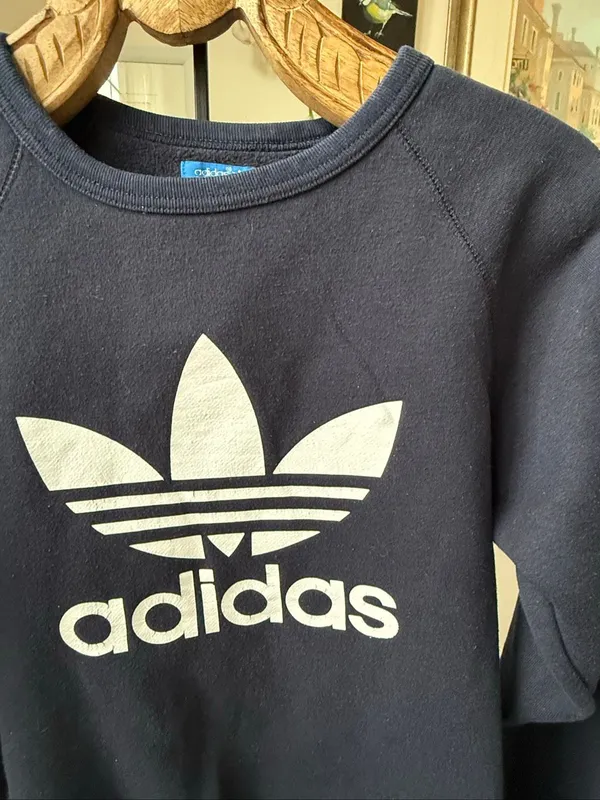 Adidas Navy Blue Trefoil Logo Sweatshirt S - Image 2
