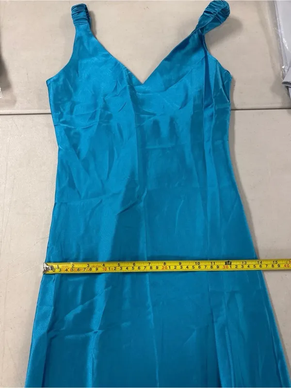 Zara Womens Midi Dress in Turquoise Satin - Image 8