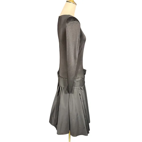 After Dark Vintage 80s‎ Black Drop Waist Pleated Bow Cocktail Dress Size 6 glam - Image 3