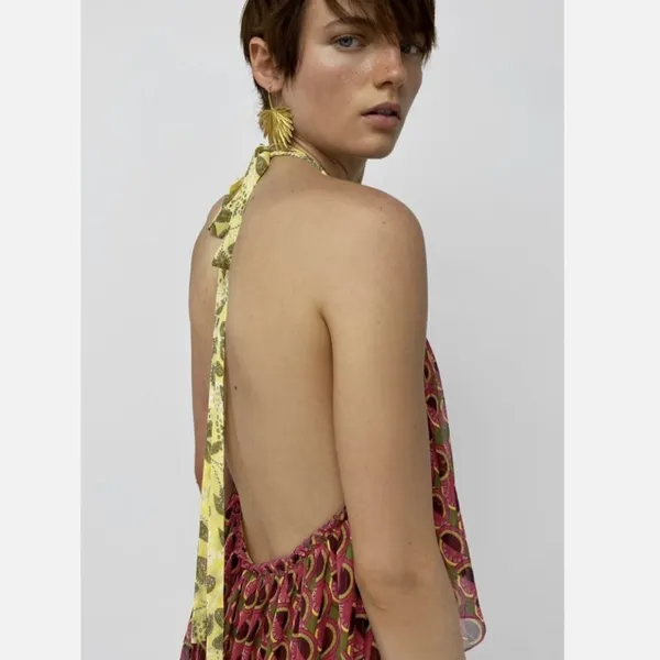 NWT ZARA Skater Halter Neck Top Open Back XS - Image 3
