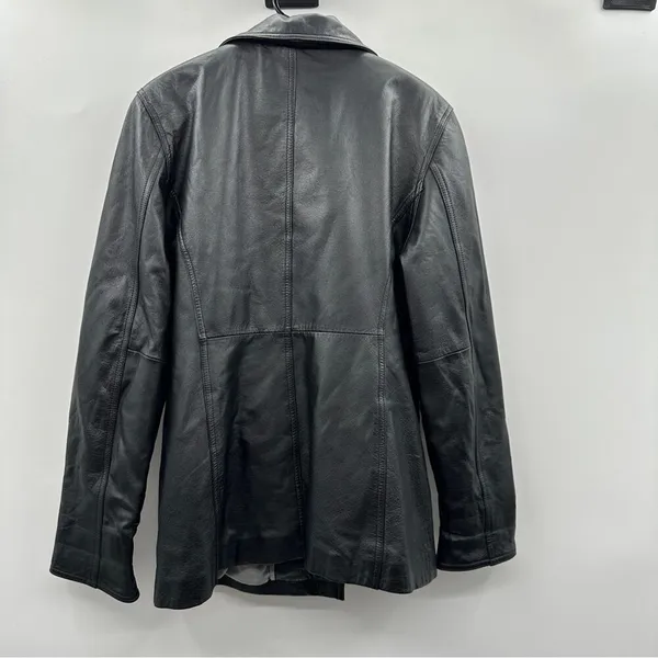 Vintage 90s Wilsons Leather Black Genuine Leather Jacket‎ Coat Size M - Image 4