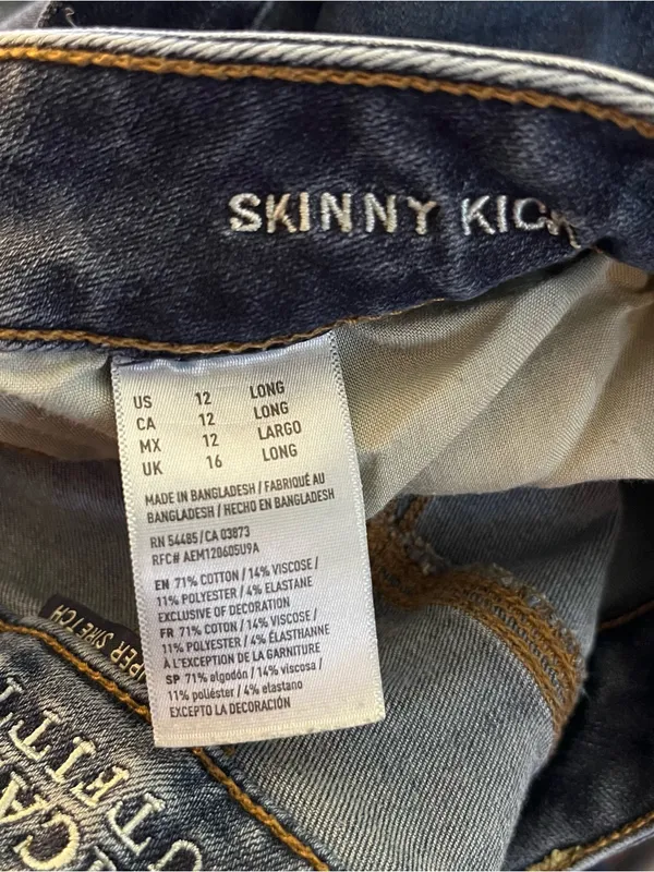 American Eagle Outfitters Skinny Kick Jeans 360 Super Stretch Indigo 12 Long - Image 3