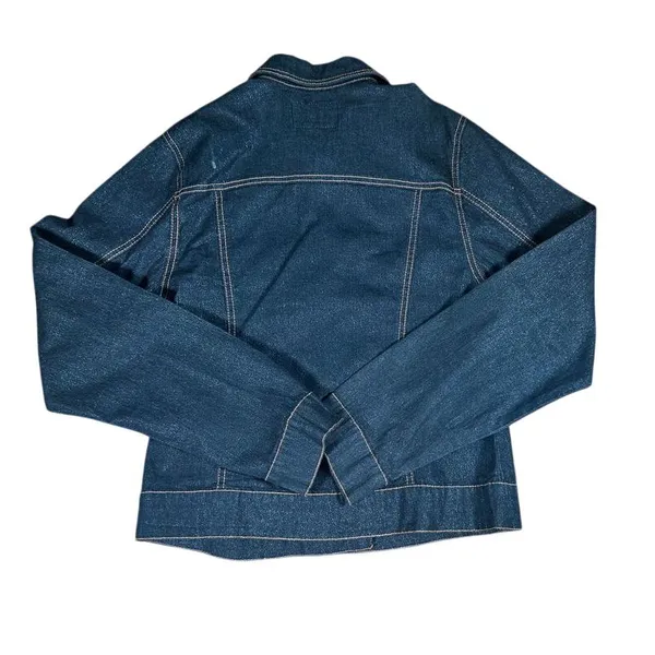 Jeans Crest Dark‎ Denim Jacket Classic Button Front Stretch Casual Streetweark - Image 5