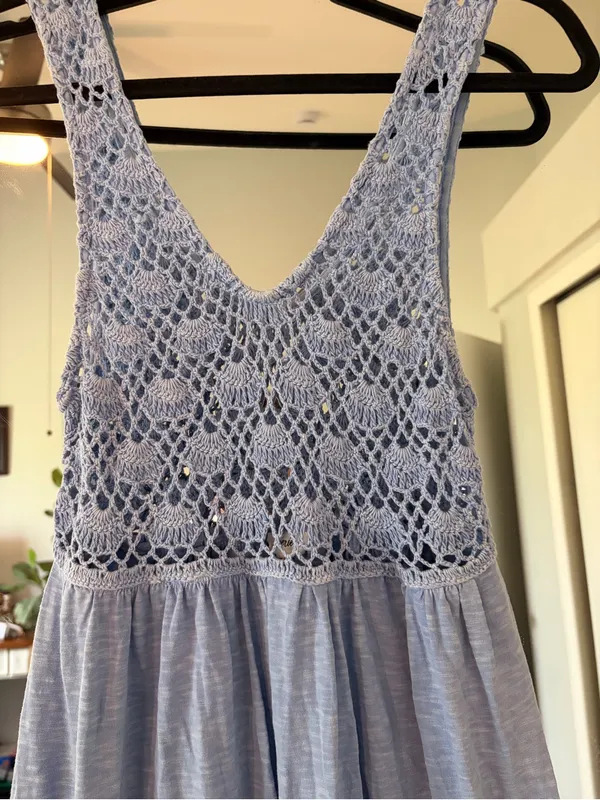 Aerie Crochet dress Maxi Ocean Sky Size XS Extra Small beach boho summer - Image 3