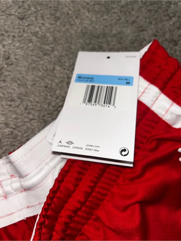 Jordan Red and White Women's Athletic Shorts - Image 3