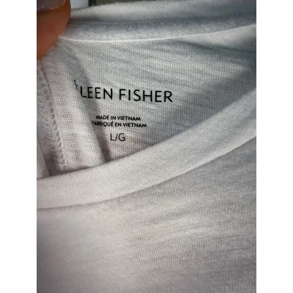 Eileen Fisher Organic Cotton Tee Large Minimalist Capsule Wardrobe‎ White - Image 2