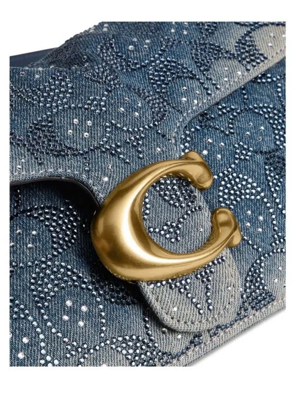 NEW Coach 26 Blue Denim Crystal Signature Tabby Shoulder & Crossbody Bag CDZ3 - Image 10