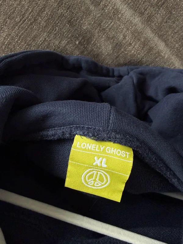 Lonely Ghost Navy Blue Pullover Hoodie - XL - Image 5