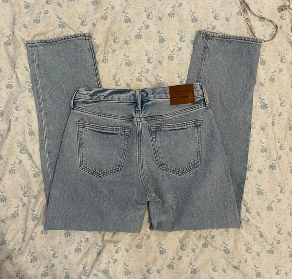 Abercrombie & Fitch Light Blue Straight Leg Jeans - Image 3