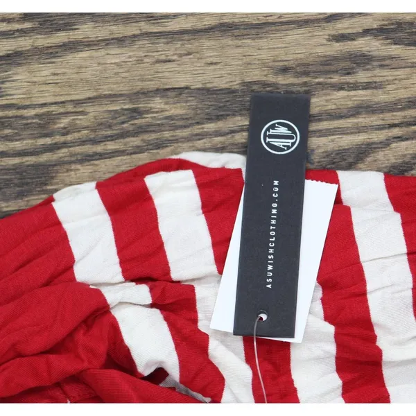 NWT As U Wish Juniors Striped Drawstring T-Shirt Dress Red Stripe L - Image 5