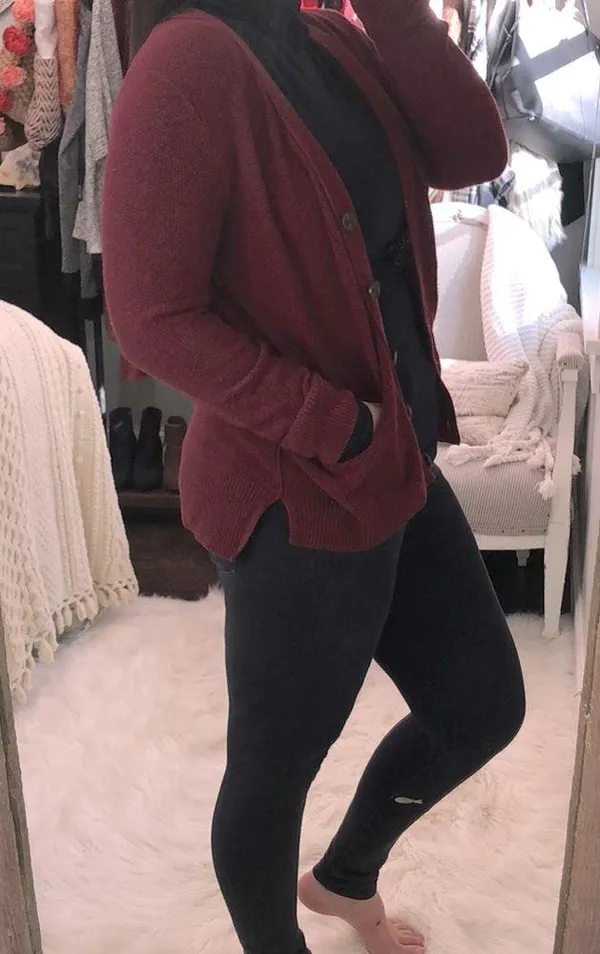 Madewell size medium cranberry grandpa cardigan - Image 4