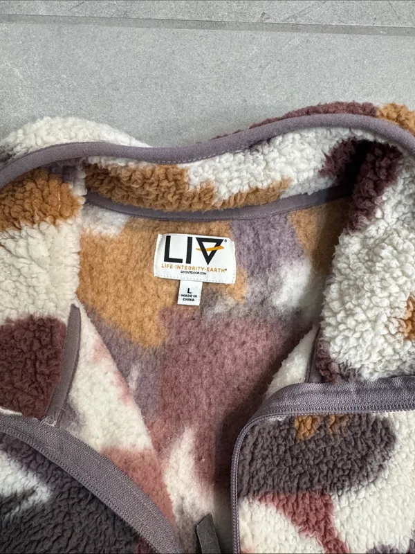 LIV Women's Cream Multi-Color Sherpa Quarter-Zip Pullover - Image 2
