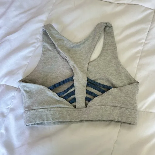Peloton Womens Small‎ Heathered Strappy Sports Bra Gray Blue No Pads Yoga - Image 4