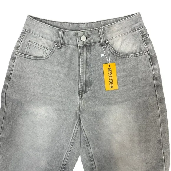 Light Gray Wash Wide Leg‎ Jeans Sz Medium Faded Relaxed Trendy Casual Retro NEW - Image 5