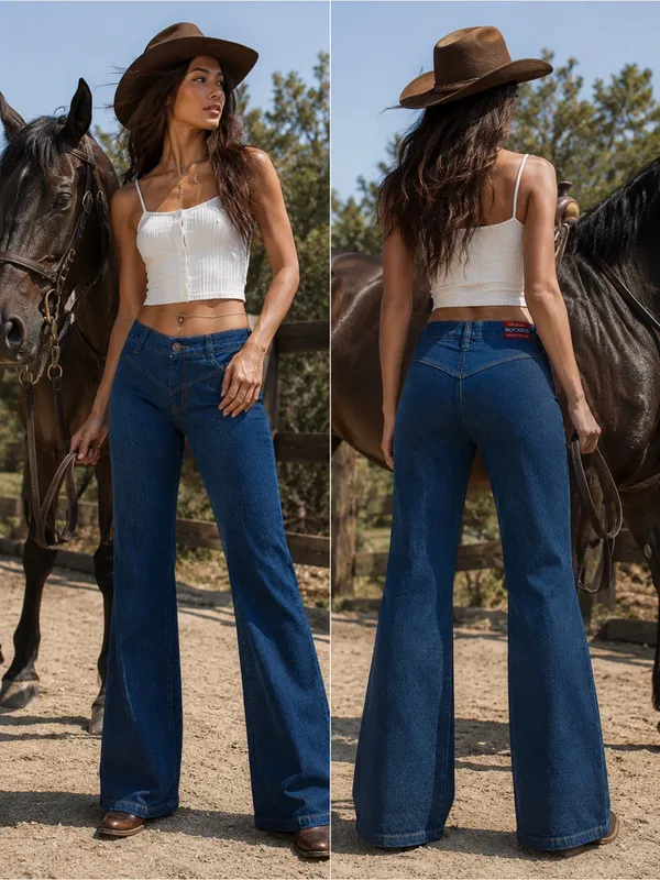 VTG Rockies Bareback Western Jeans Womens 9/10 High Rise V-Yoke Cowboy Denim 27 - Image 2