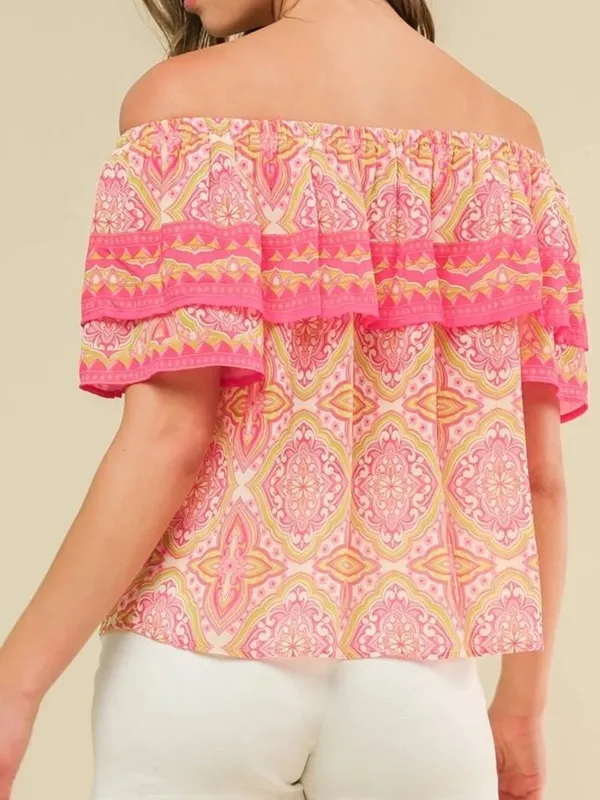 Flying Tomato SPREAD CHEER WOVEN RUFFLE OFF SHOULDER TOP - Image 2