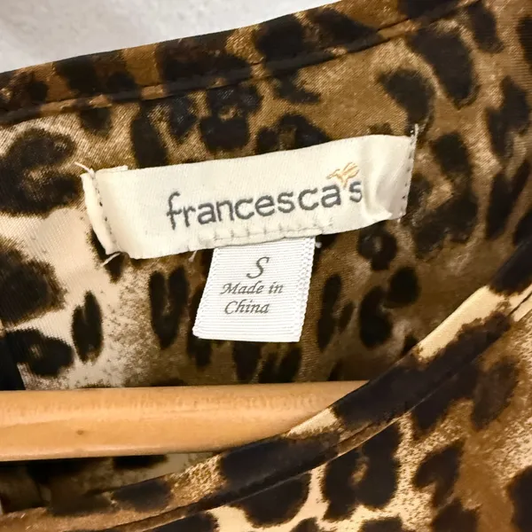Francesca’s Leopard Print Sleeveless Maxi A Line‎ Dress Satin Size Small - Image 5