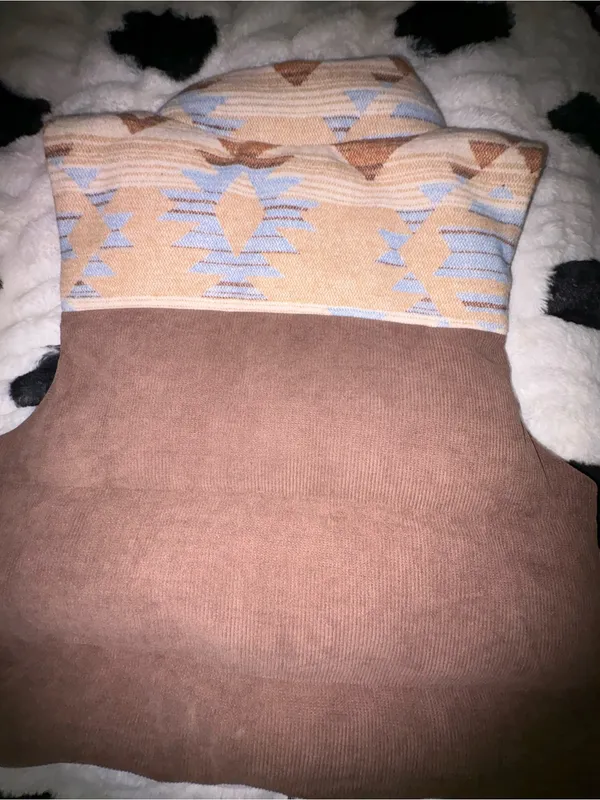 Women’s Southwestern Pattern Brown Puffer Vest - Image 2
