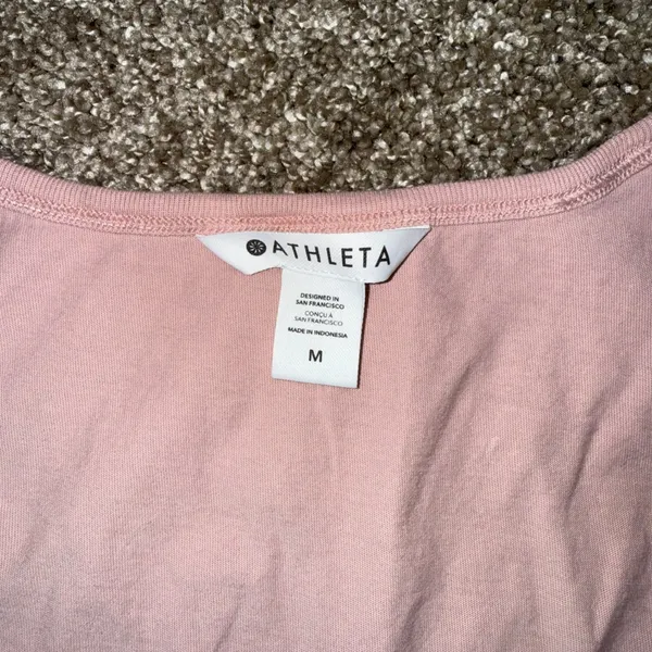Athleta Tank Top Womens Medium Pink Excellent 100% Organic Cotton‎ Scoop Neck - Image 2