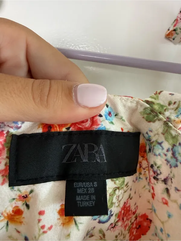 Zara White Floral Tie-Strap Mini Dress - Image 4