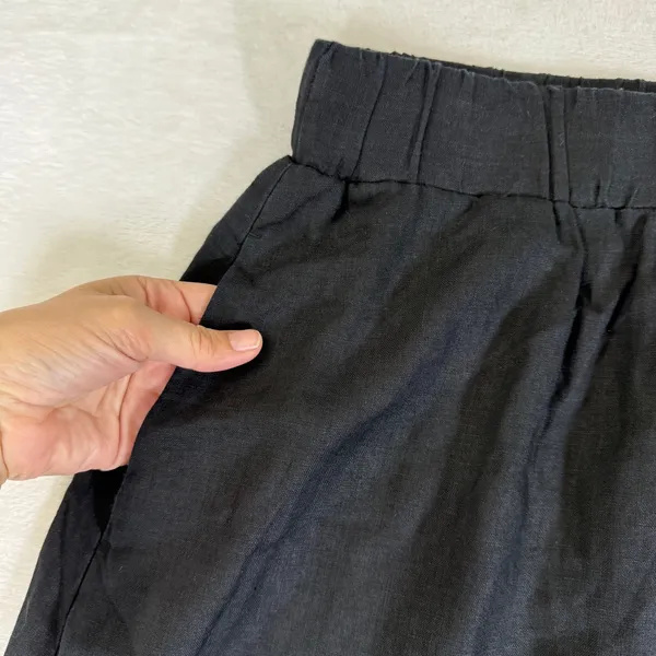 Quince 100% European Linen Maxi Skirt Black Side Slit Pockets Small MIVN004 - Image 7