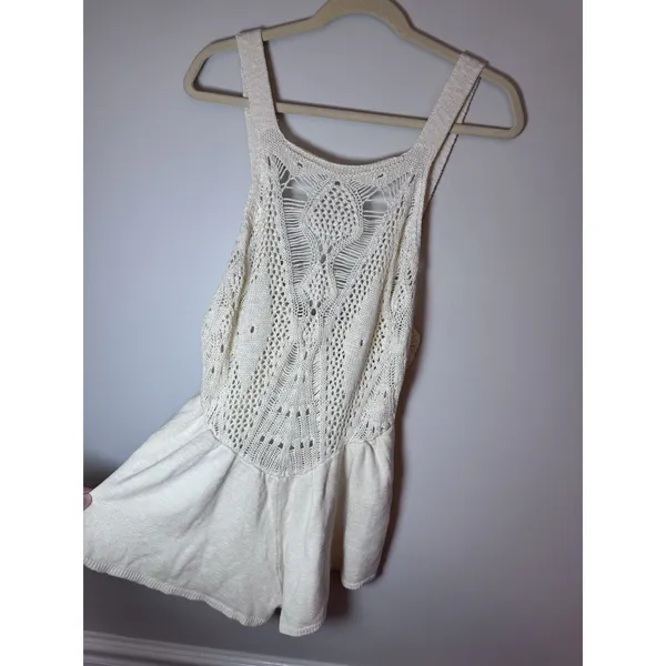 Free People Beach Irina Low Back Fauxchet Romper Medium Tofu Beach/Resort NWT - Image 2