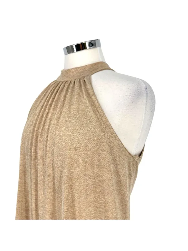 Michael Stars Metallic Gold Halter Dress Beach Resort Party Cream Beige Size XS - Image 4