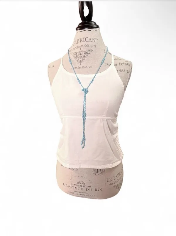 ANDREW & CO STRETCH Y2K White Halter Tie Back Top Sz S - Image 2