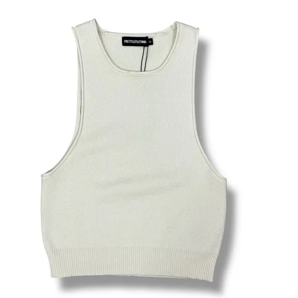 Pretty‎ Little Thing Ribbed Knit Racer Back Crop Tank Top Cream Medium - Image 12